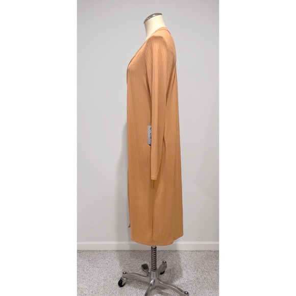 J For Justify Women's Camel Ribbed Long Sleeve Button Up Maxi Cardigan Size XL - Picture 6 of 8